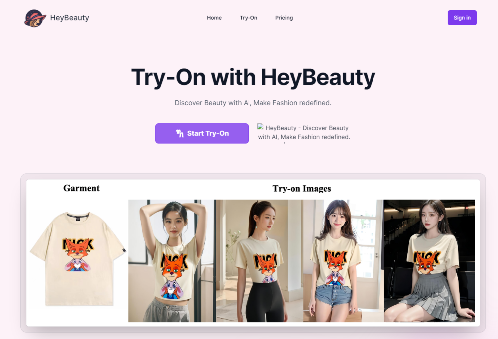 HeyBeauty：在线 AI 虚拟试衣间，无需亲自试穿即可查看效果